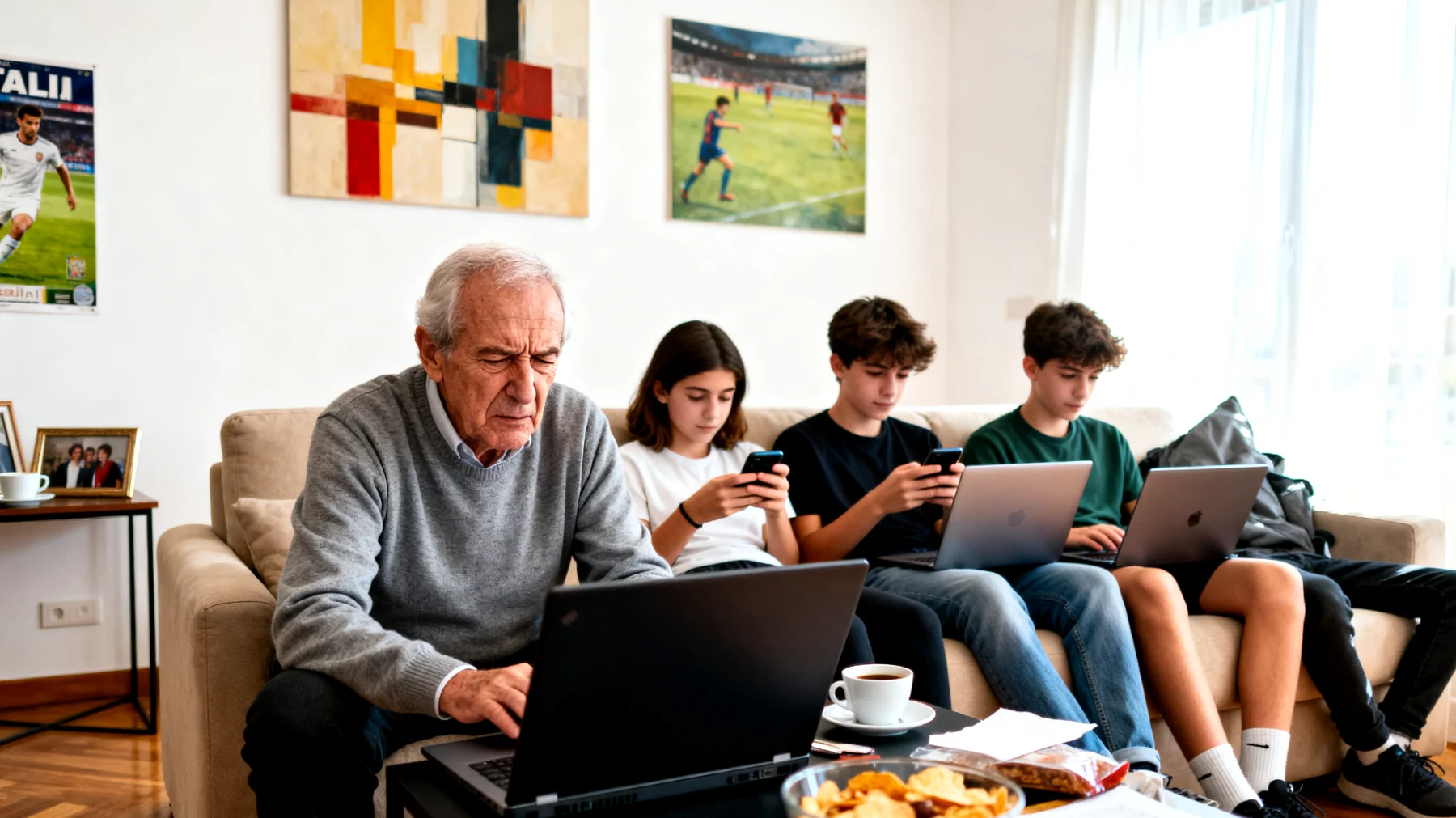 Il nonno fatica a comprendere e accettare i valori, gli interessi e le scelte di vita dei nipoti adolescenti, creando incomprensioni e distanza nel rapporto a causa delle diverse visioni del mondo legate alle generazioni"