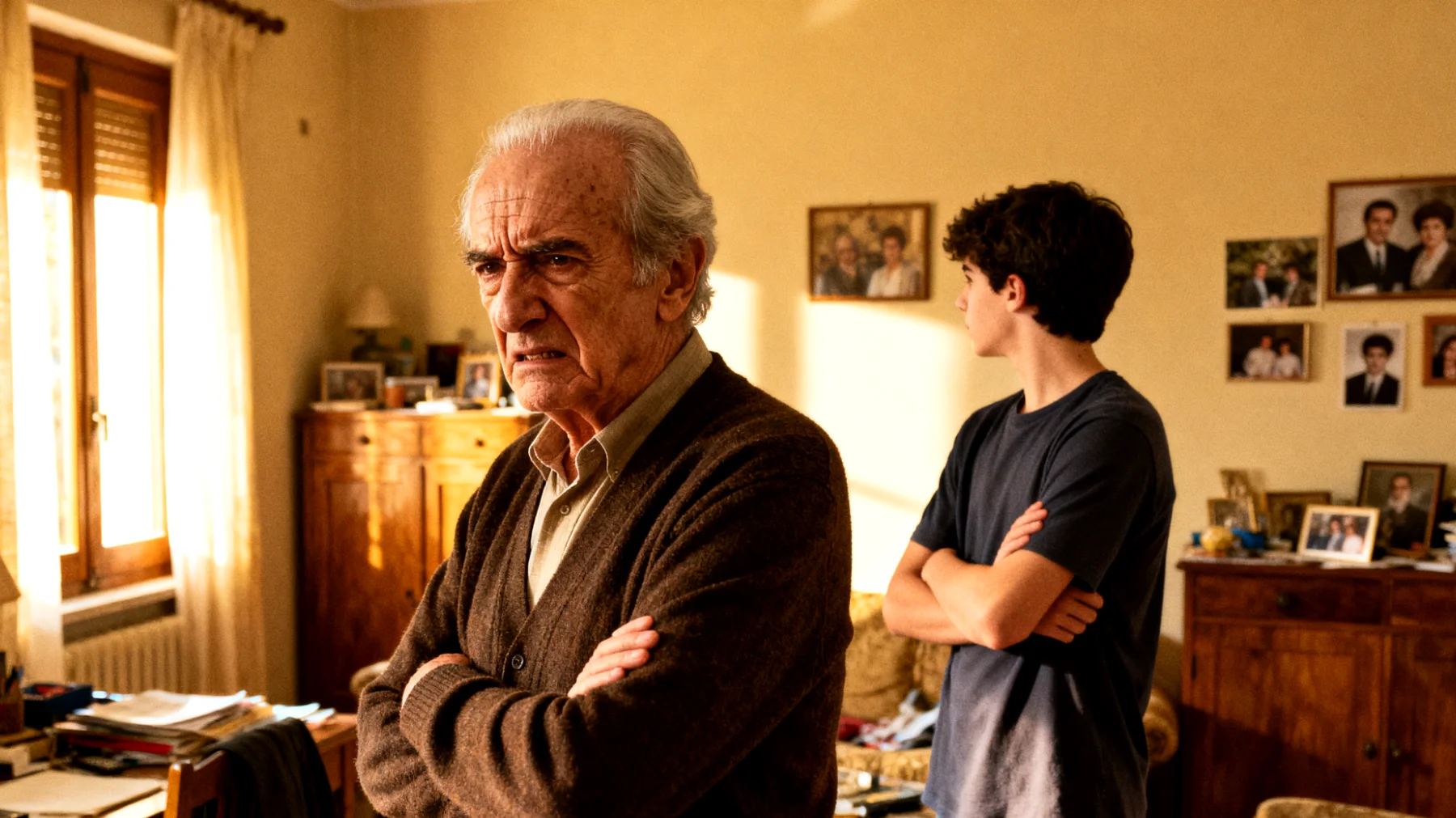 Il nonno fatica a gestire l'atteggiamento ribelle e oppositivo del nipote adolescente che non rispetta le sue indicazioni, contesta ogni richiesta e assume comportamenti impulsivi che creano tensione e incomprensione nel loro rapporto"